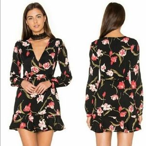 Privacy Please Perry Black Floral Wrap Dress